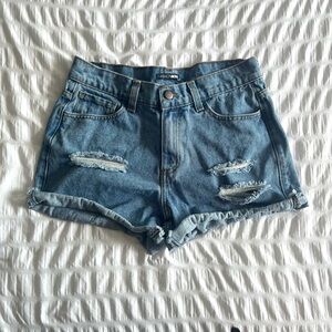 Fashion Nova Blue Distressed Jean Shorts Casual